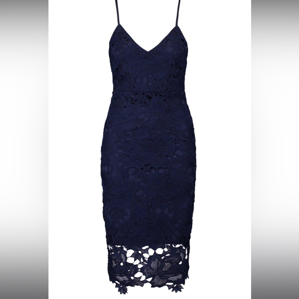 navy blue lacey pencil skirt dress